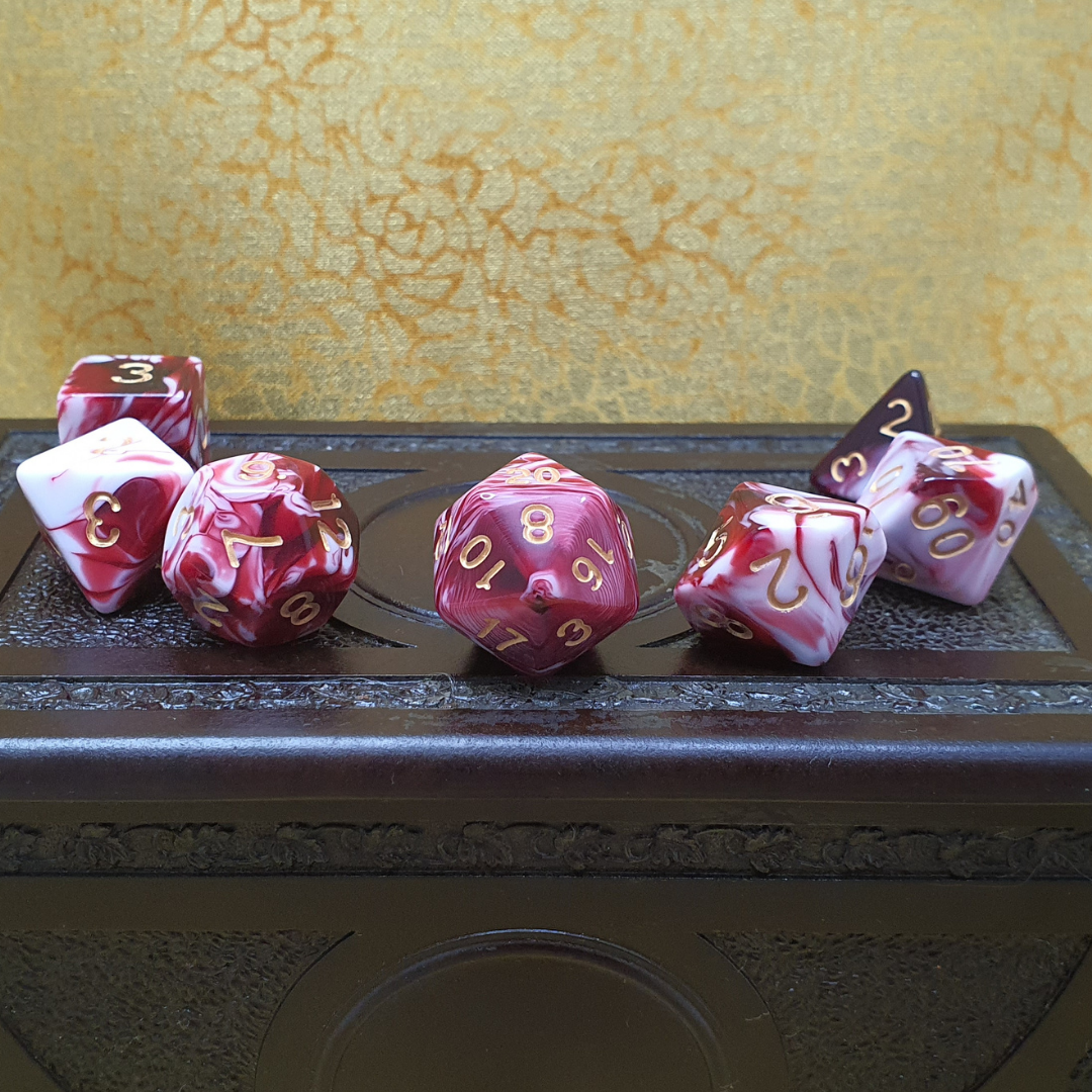 Infinite Fort - Blood Marble D&D Acrylic Dice Set