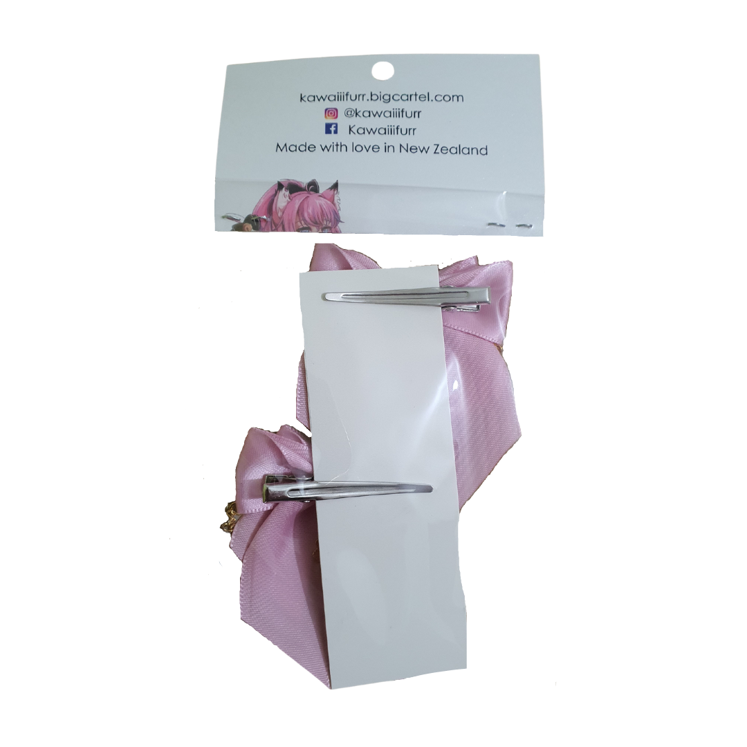 Kawaiiifurr - Pink Blossom Bow Clips (pair)