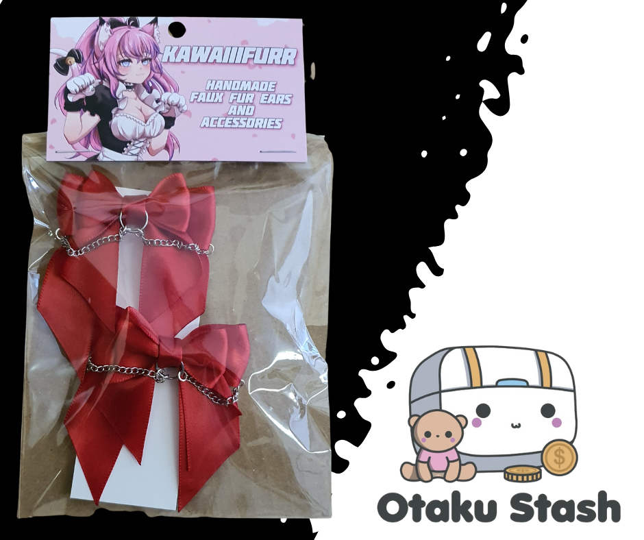Kawaiiifurr - Red Star Bow Clips (pair)
