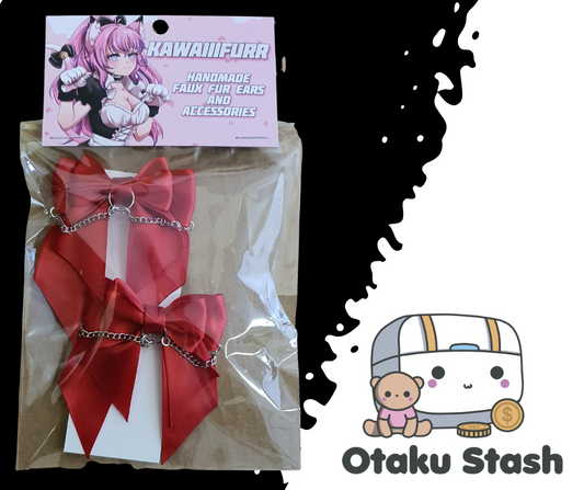 Kawaiiifurr - Red Star Bow Clips (pair)