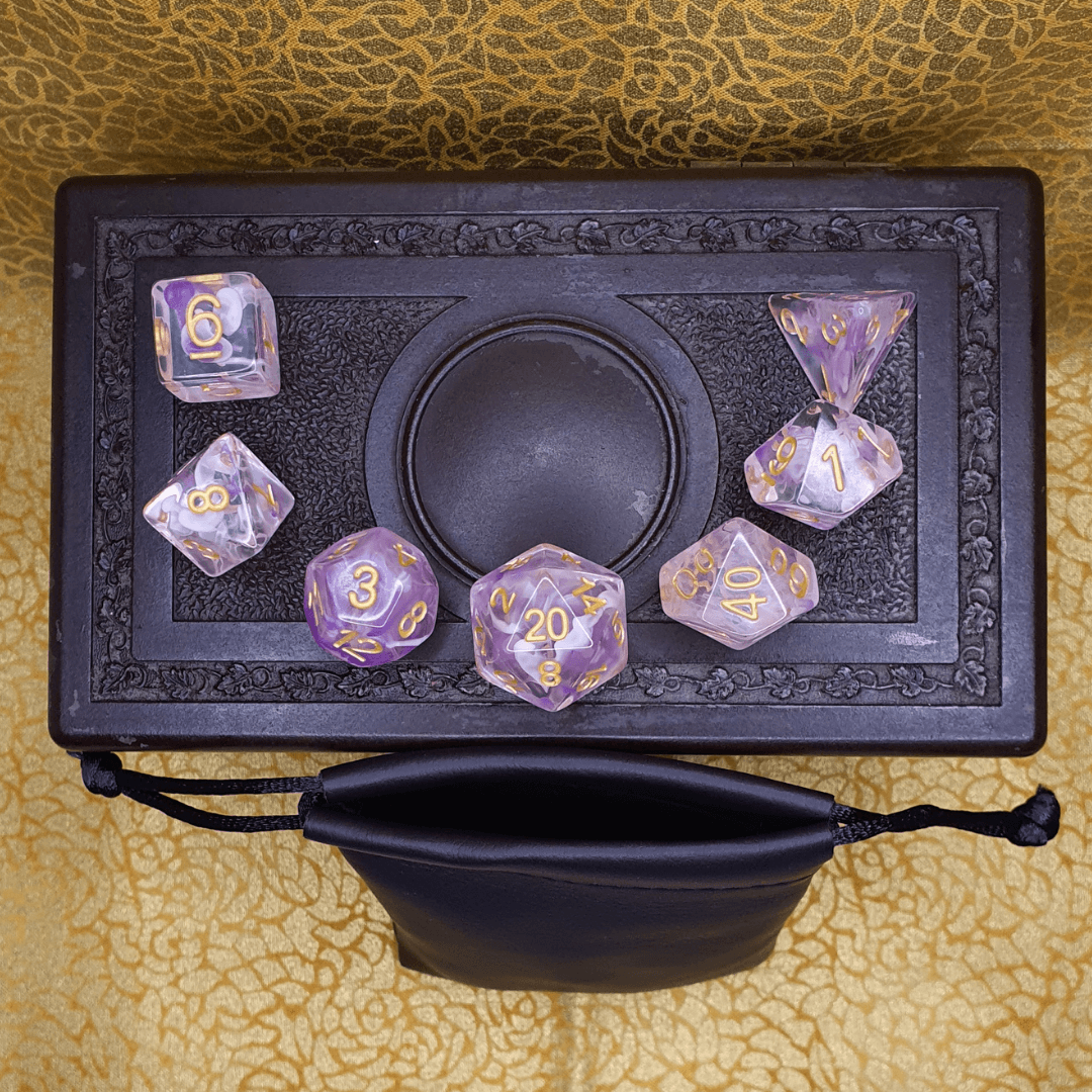Infinite Fort - Lavender Marble D&D Acrylic Dice Set