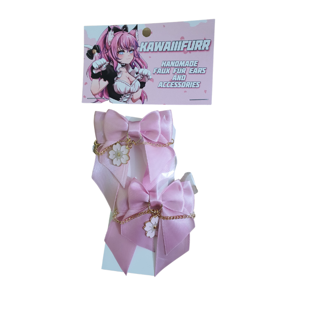 Kawaiiifurr - Pink Blossom Bow Clips (pair)